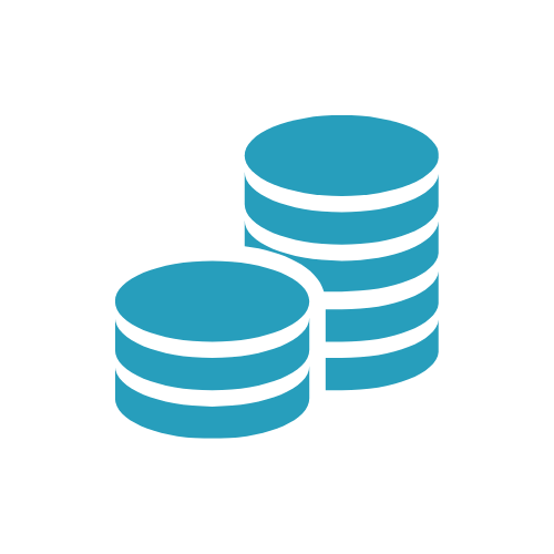 Icon graphic of a stacked coins.