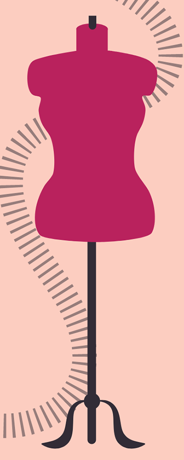 Illustration of a sewing mannequin.