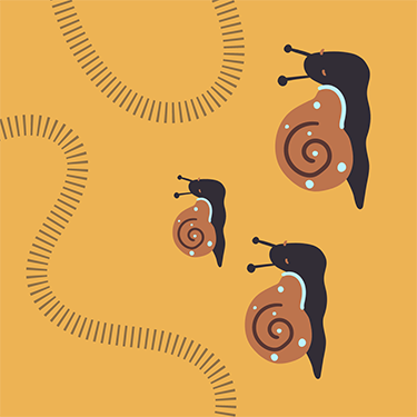 Illustration of snails climbing upward.