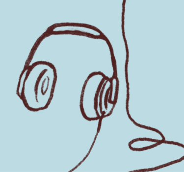 Line art depicting a headphone.