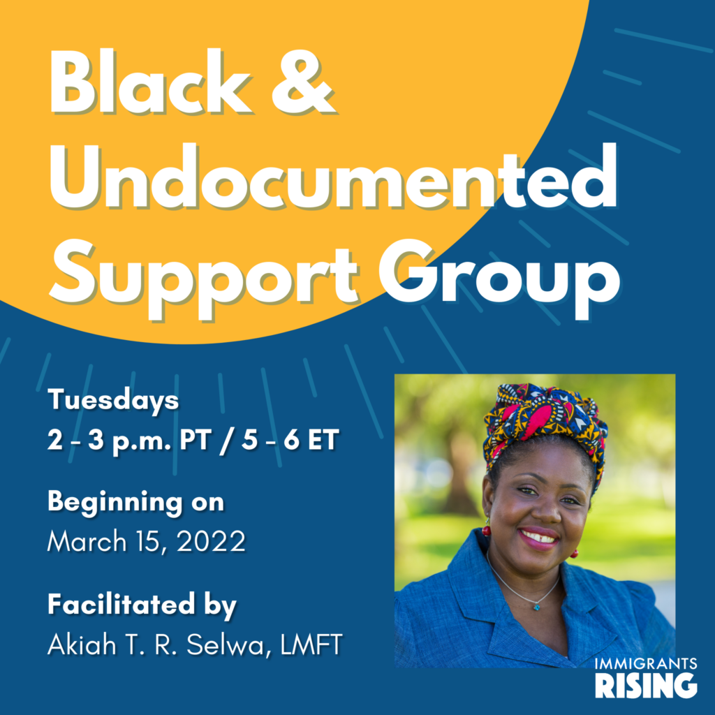 Promotional image of "Black and Undocumented Support Group"